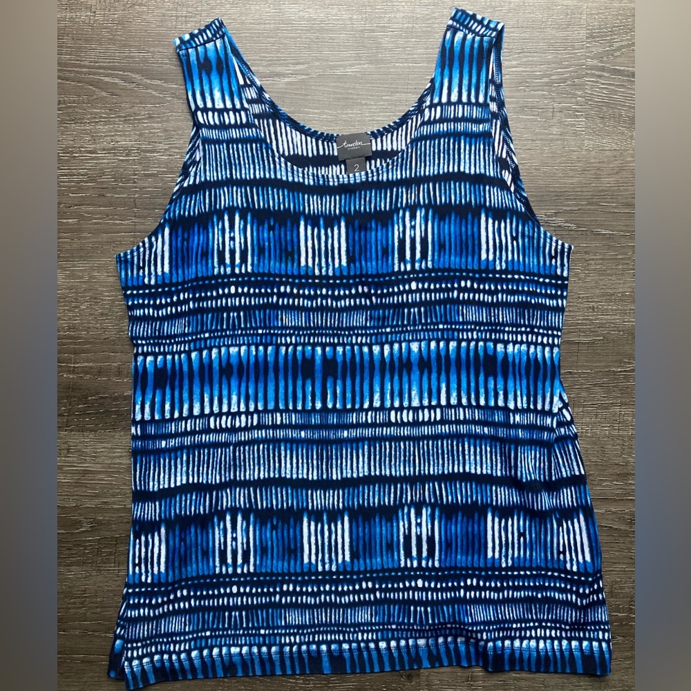 Travelers by Chico’s Blouse Blue Patterned Size 12